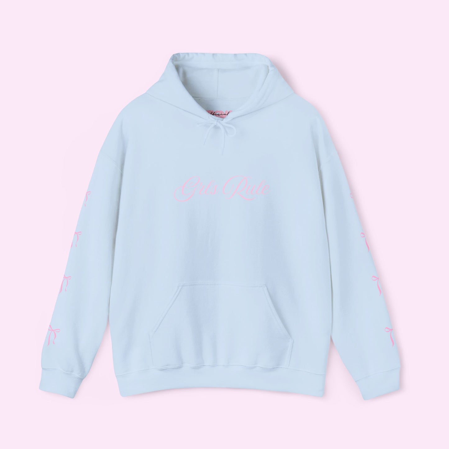 GRLSRULE bow hoodie