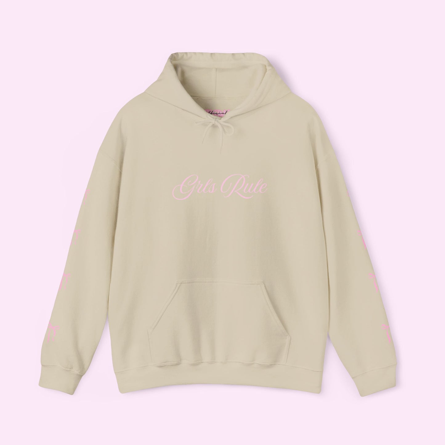 GRLSRULE bow hoodie