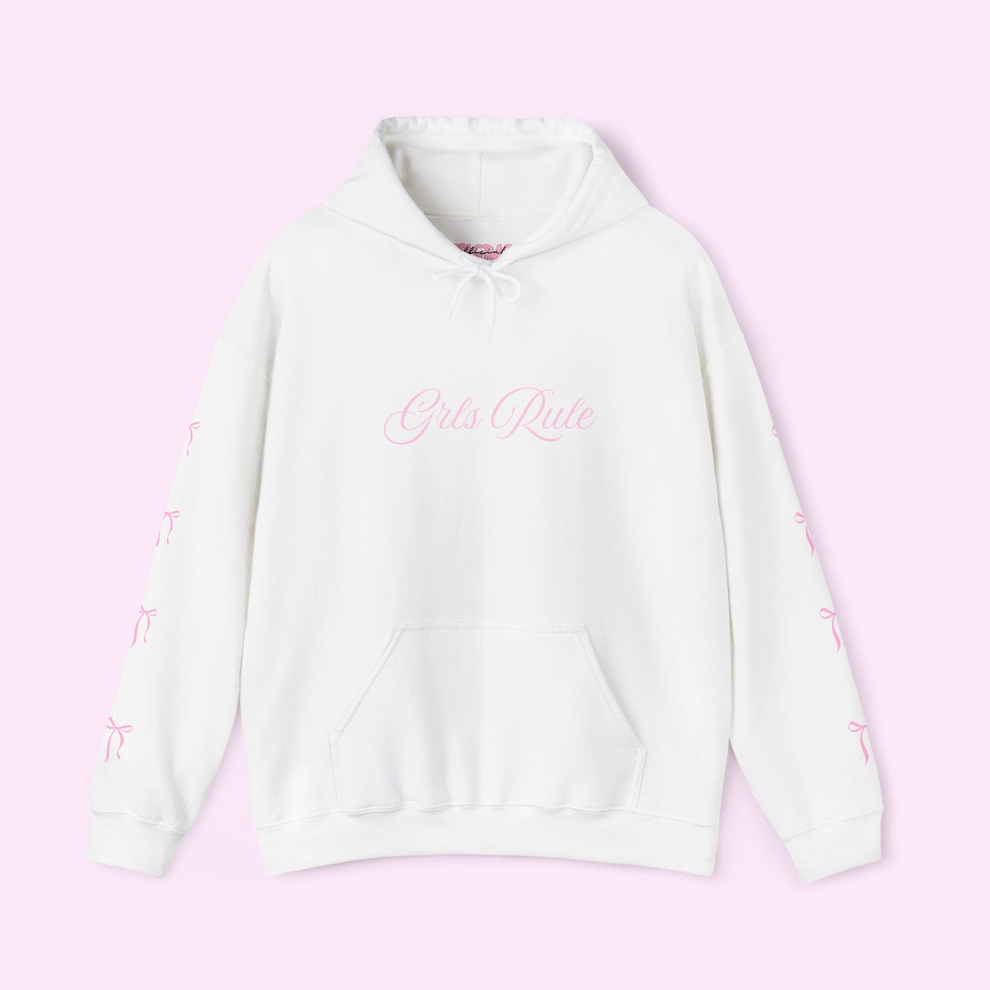 GRLSRULE bow hoodie