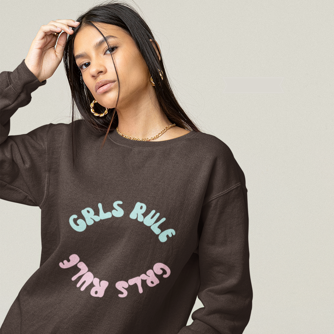 Grls Rule Two Toned Crewneck