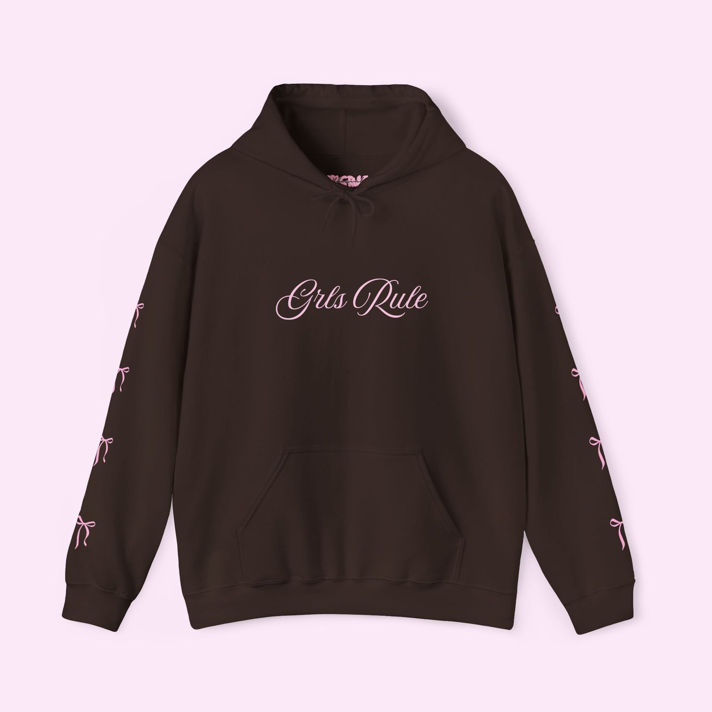 GRLSRULE bow hoodie